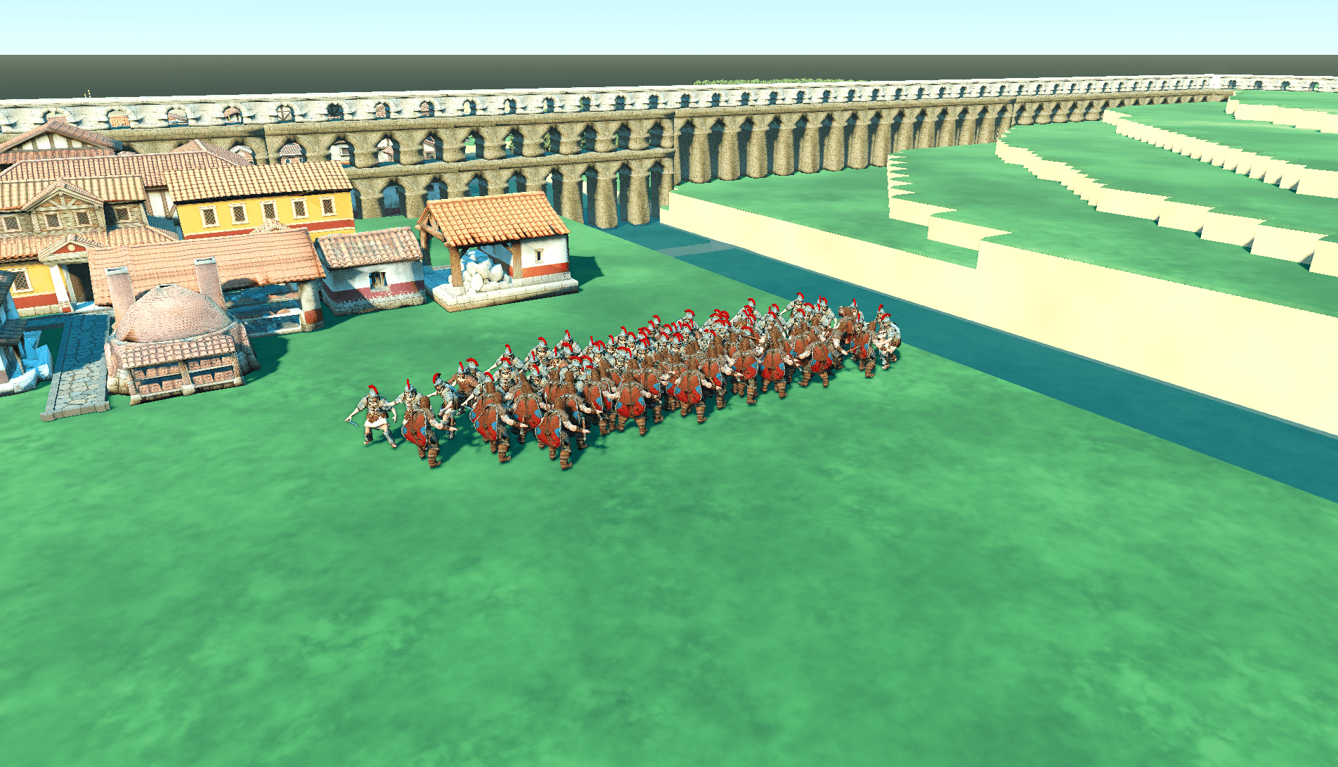 Infantry formation facing the colonia