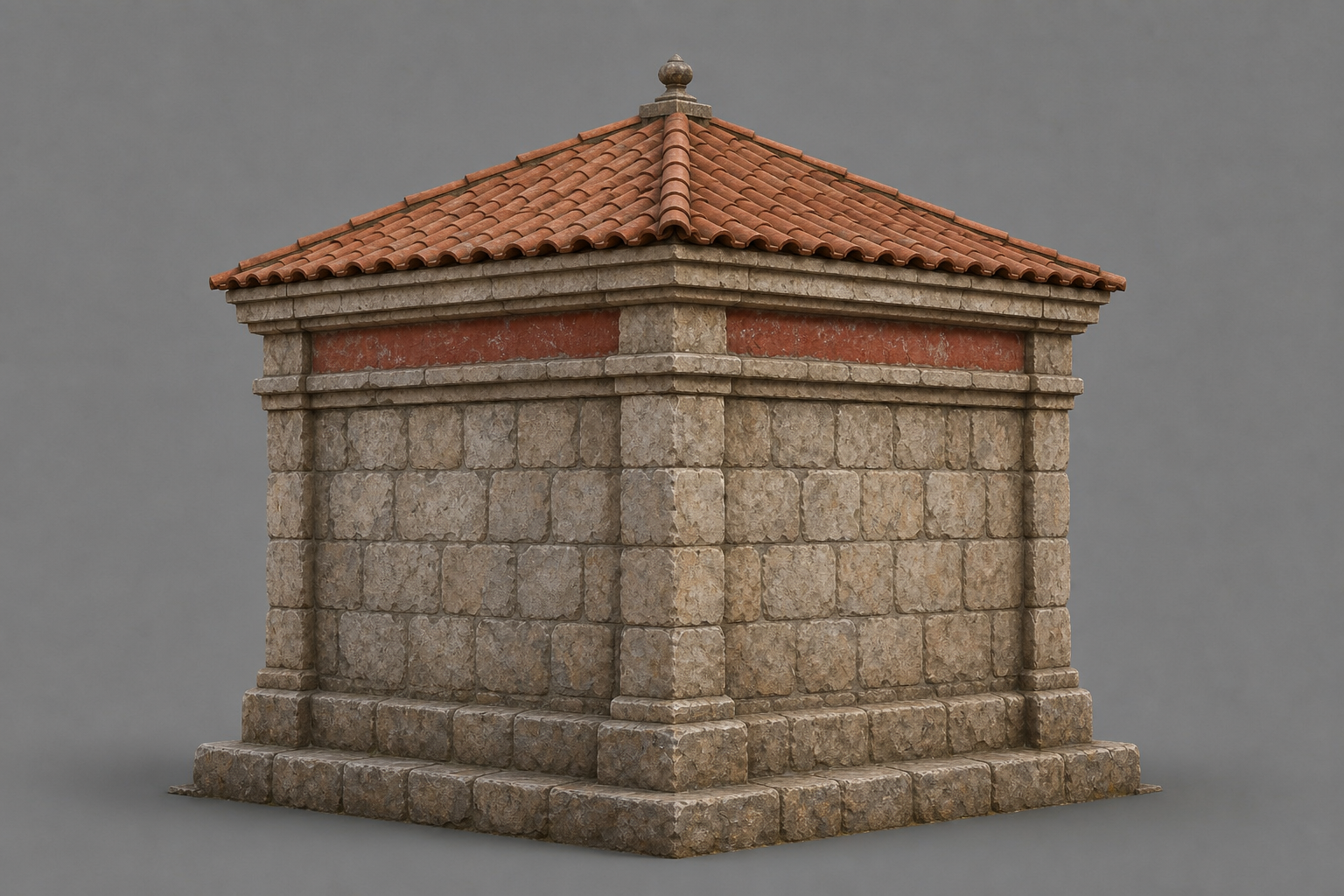 Stone house on the terrace grid