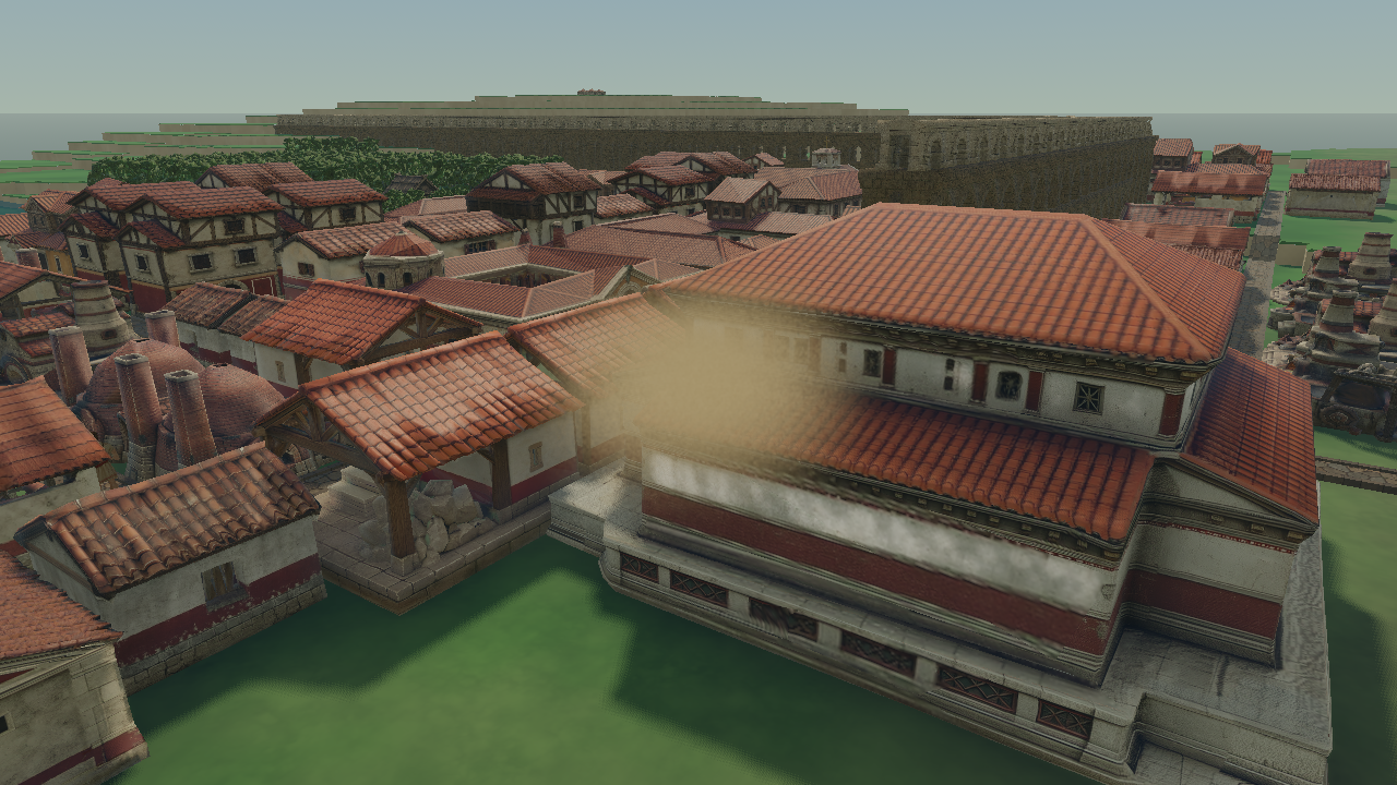 Place settle and sand dust on a Meshy building